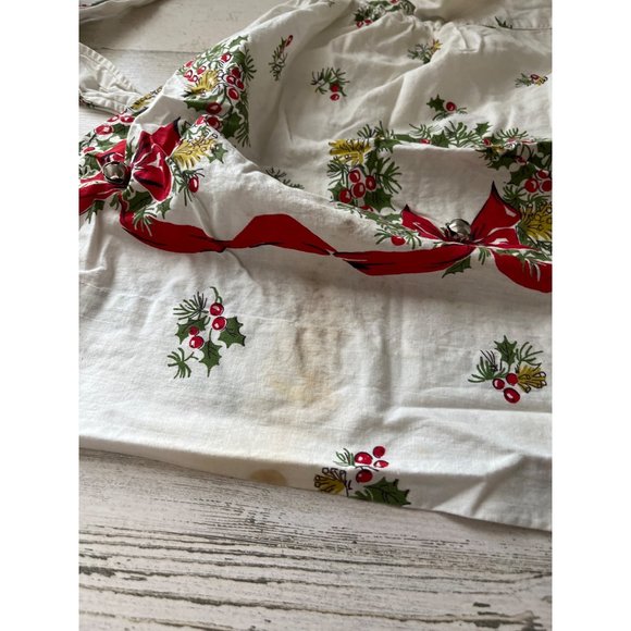 White red holiday apron with bells - Picture 4 of 5